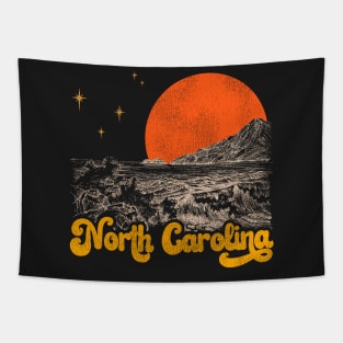 Vintage State of North Carolina Mid Century Distressed Aesthetic Tapestry