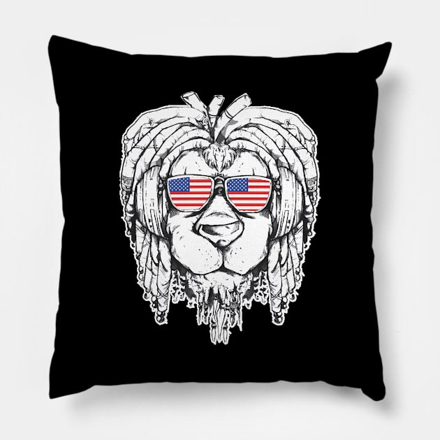 Rasta Reggae Lion USA Gift Rastafari Pillow by Pummli