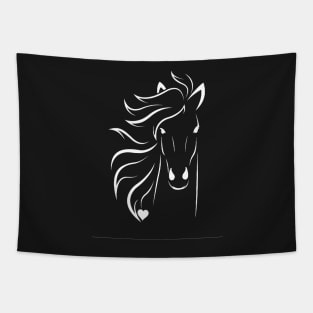 White design horse and heart Tapestry