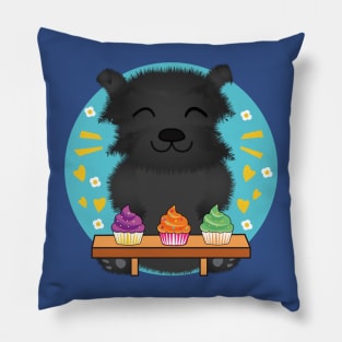 Affenpinscher eating cupcakes, Cute Affenpinscher, affenpinscher breed, i love my affenpinscher, funny affenpinscher, affenpinscher puppy, cute pets, Monkey Terrier, Baking Lover, cute animal friendly Pillow