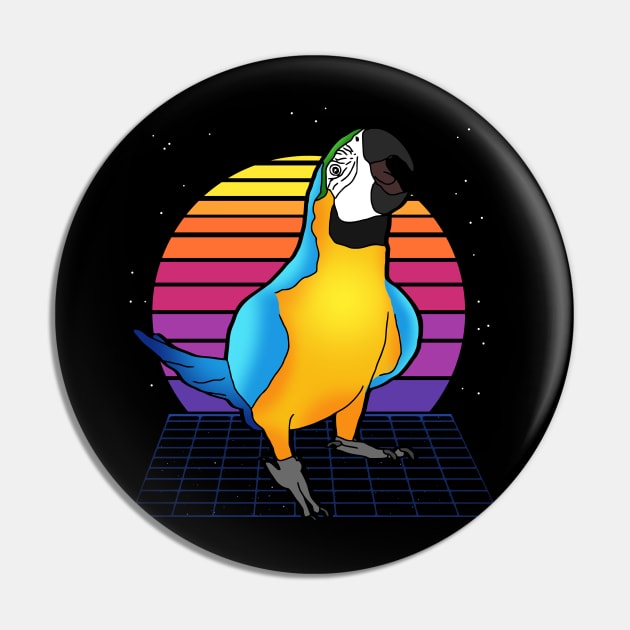 Aesthetic Vaporwave Screaming Blue Yellow Ara Macaw Pin by FandomizedRose