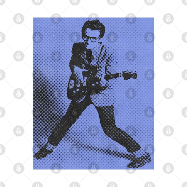 Elvis Vintage Blue Halftone by Baharnis