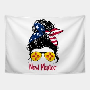 New Mexico girl Messy bun , American Girl , New Mexico Flag Tapestry