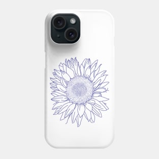 Very Peri Periwinkle Blue Sunflower Floral Line Drawing Phone Case