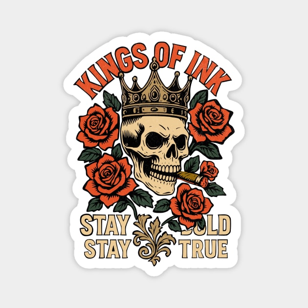 Kings of Ink Skull Crown Tattoo Design Magnet by Designed By Marty