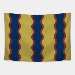 Red Blue Twists on Yellow Tapestry