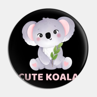 Gray and Pink Cute Koala Pin