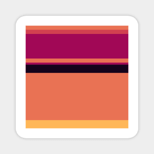 A fantastic hybrid of Licorice, Dark Fuchsia, Faded Red, Light Red Ochre and Pastel Orange stripes. Magnet