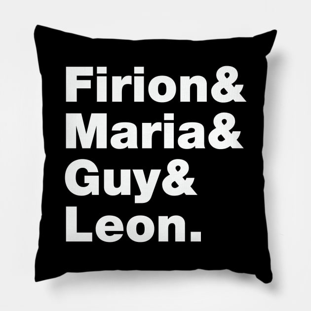 Final Fantasy 2 Characters (White Text) Pillow by inotyler