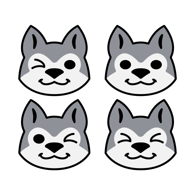 Four Grey Siberian Huskies by kaeru