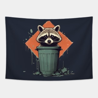 Raccoon In Trash Can Tapestry