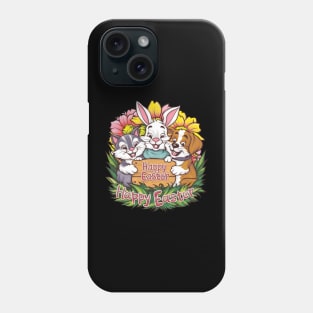 Happy Easter Bunny And Cat And Dog Mom Dad Boys Girls kids Phone Case