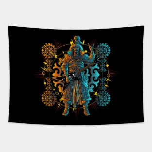 Mongol Warrior Guitarist Tapestry