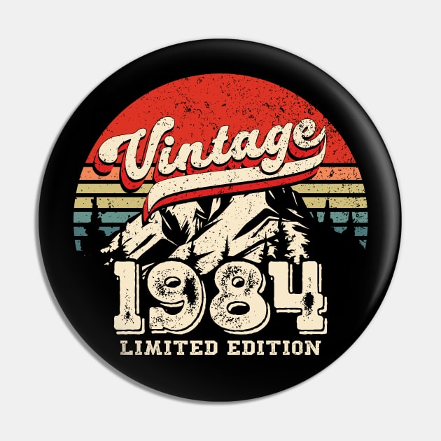 Vintage 1984 Birthday Gift Retro Distressed 40th Bday Pin by Cuteness Klub