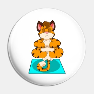 Tiger at Yoga on Yoga mat Pin