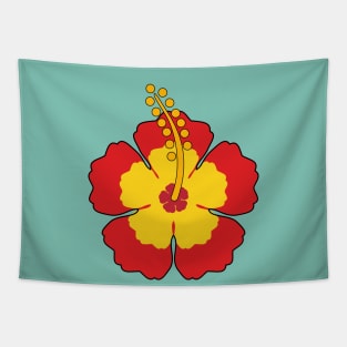 Red Hibiscus Tropical Flower Tapestry