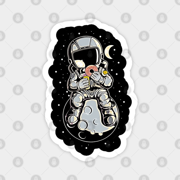 Astronaut Donuts • Funny And Cool Sci-Fi Cartoon Drawing Design Great For Anyone That Loves Astronomy Art Magnet by TeesHood