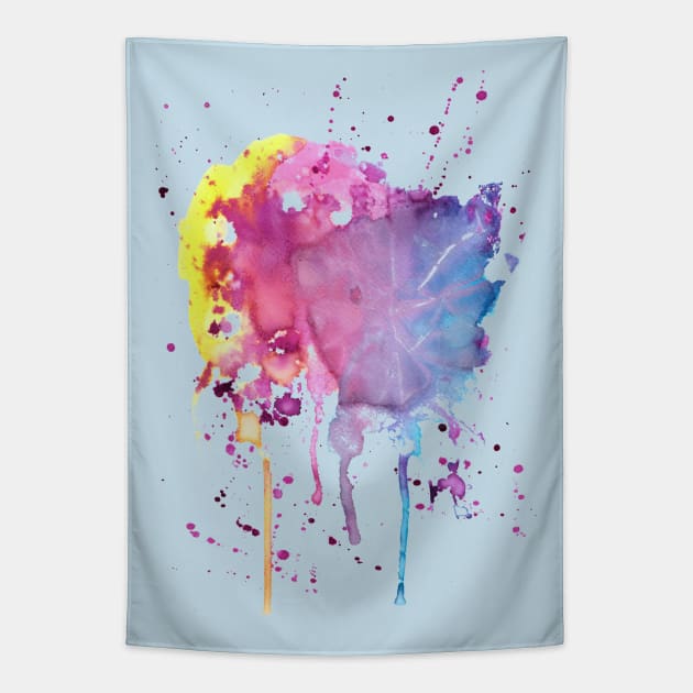 Yellow Pink Purple Blue Paint Splatter Tapestry by saradaboru