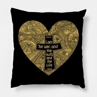 A heart with a cross inside. Jesus is the way and the truth and the life. Pillow