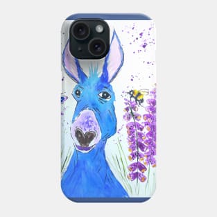 Silly Blue Donkey among Foxglove Phone Case