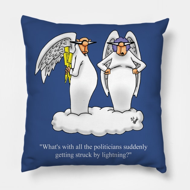 Funny Political Angel Cartoon Humor Pillow by abbottcartoons