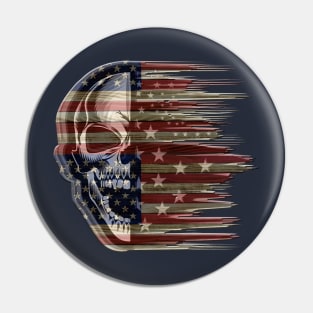 Distressed American Flag Skull Pin