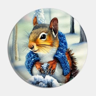 Squirrel in Winter Moods Pin