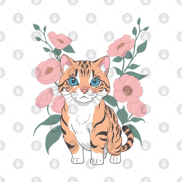 Floral Bengal Kitten's Serenade by VerdantCreature