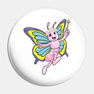 Butterfly with a magic wand and wreath of flowers Pin