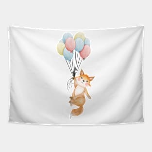 Fox Balloon Flying Tapestry