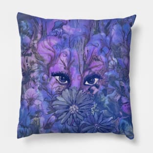 Beautiful Creature Artwork in Blue and Purple Pillow