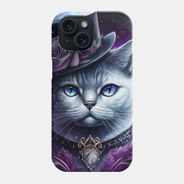 White British Shorthair With A Hat Phone Case by Enchanted Reverie