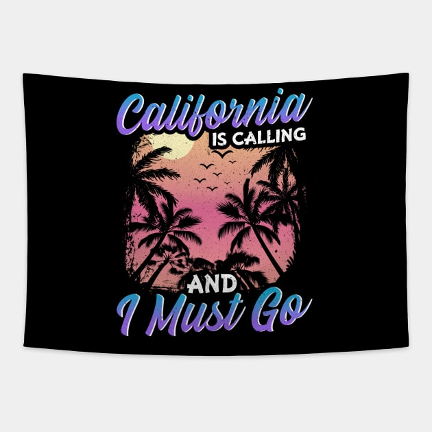 California Is Calling And I Must Go Silhouette Tapestry by theperfectpresents