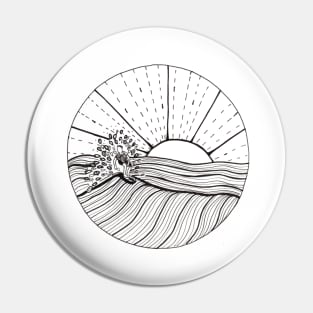 Surfing Abstract Ink Illustration Pin