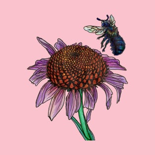 Purple Coneflower and Mason Bee T-Shirt