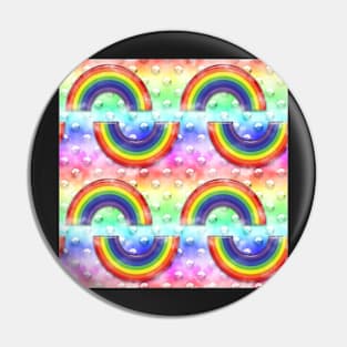 Rainbows With Rivets And Clouds Pin