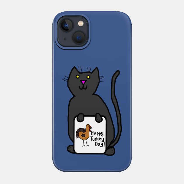 Cute Cat with Thanksgiving Greetings - Thanksgiving - Phone Case