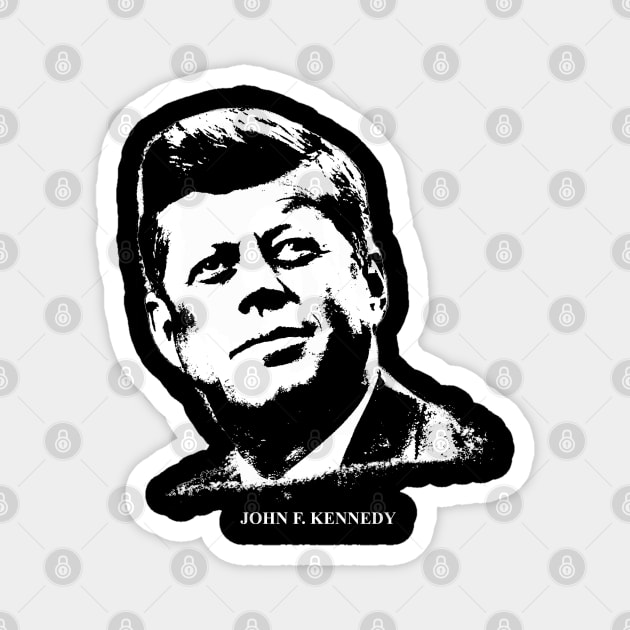 John F. Kennedy Portrait Pop Art Black Magnet by phatvo