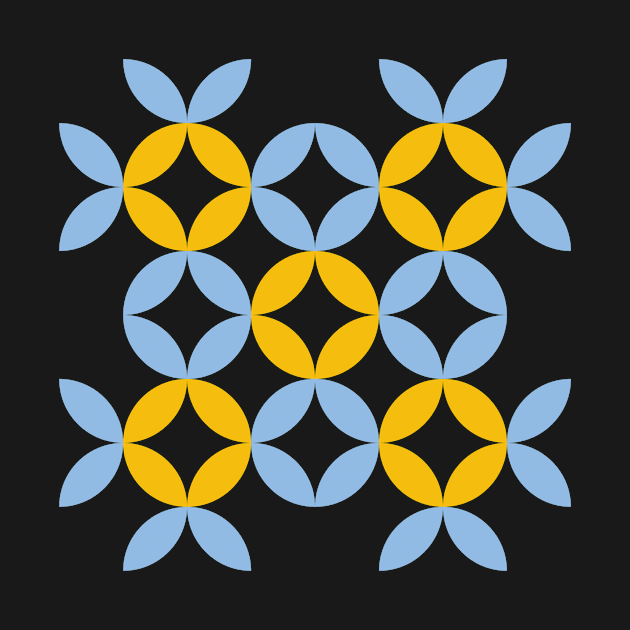 Light blue and yellow Eastern European folk art pattern by IngaDesign