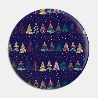 Doodle Christmas trees under the starry sky Pin