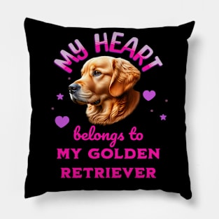 My Heart Belongs to my Golden Retriever Dog Pillow