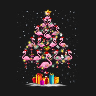 Funny Christmas Tree Flamingo Hat Santa Best Xmas T-Shirt