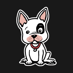 Lieve Franse Bulldog Pup Zittend In Cartoon T-Shirt