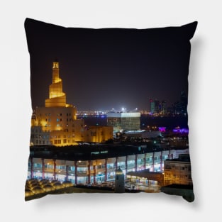 Doha, Qatar at Night Pillow