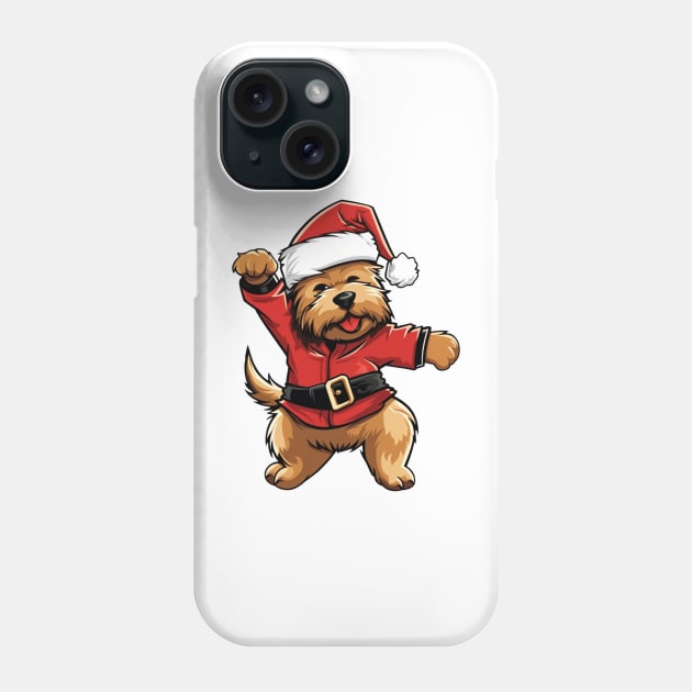 Cartoon Christmas Yorkshire Terrier Dog Dancing Phone Case by Chromatic Fusion Studio