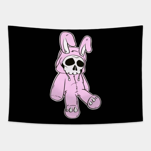 Skeleton Skull Pink Dead Hare Costume Rabbit Bunny Tapestry by Foxxy Merch