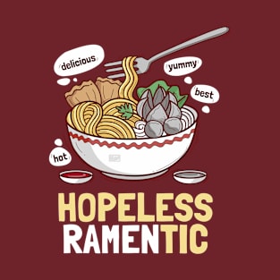 Funny Japanese Ramen Hopeless Ramentic Romantic Valentine's T-Shirt