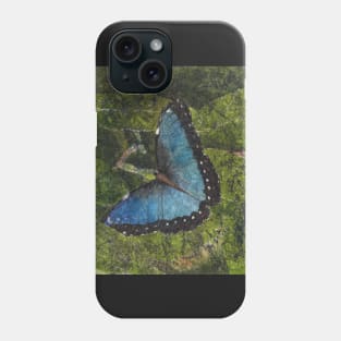 Blue Morpho Butterfly Watercolor and Ink Batik Phone Case