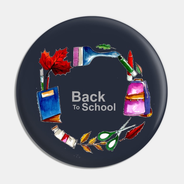 Back to School Circle Elements Pin by Mako Design 