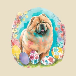 Chow Chow Easter Egg Spring Floral Watercolor Painting Dog Lover Art T-Shirt